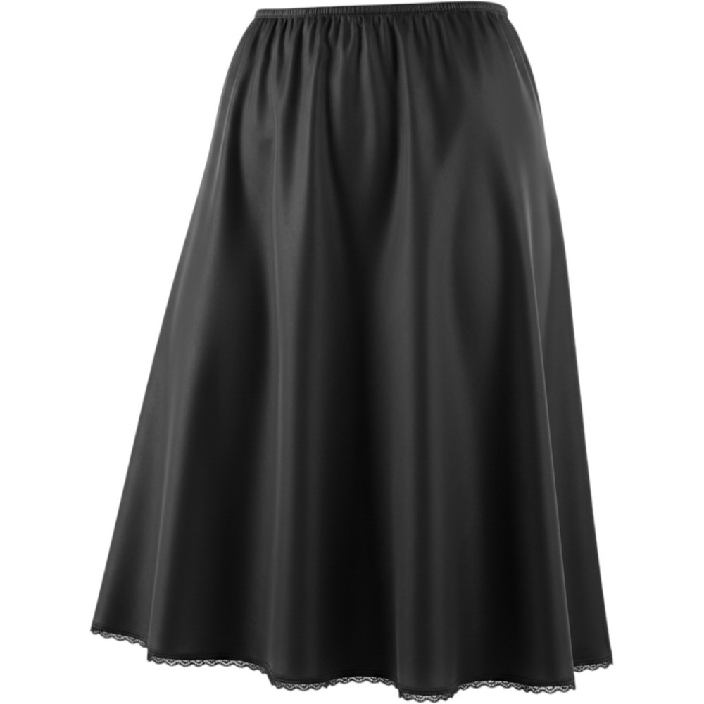 VTG Warners Half Slip Skirt Women Large Black Lace Trim Minimalist Coquette